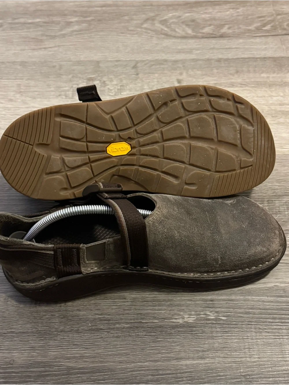 Chaco Men's Suede Slip-On Casual Shoes Adjustable Strap Gray/Brown US 10.5